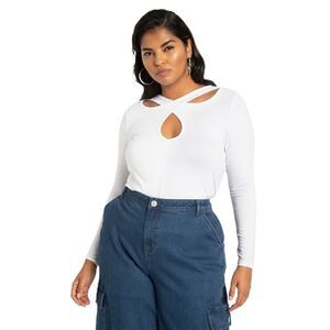 Eloquii Plus Size Crossover Cutout Neckline Top NWT White Size 22/24